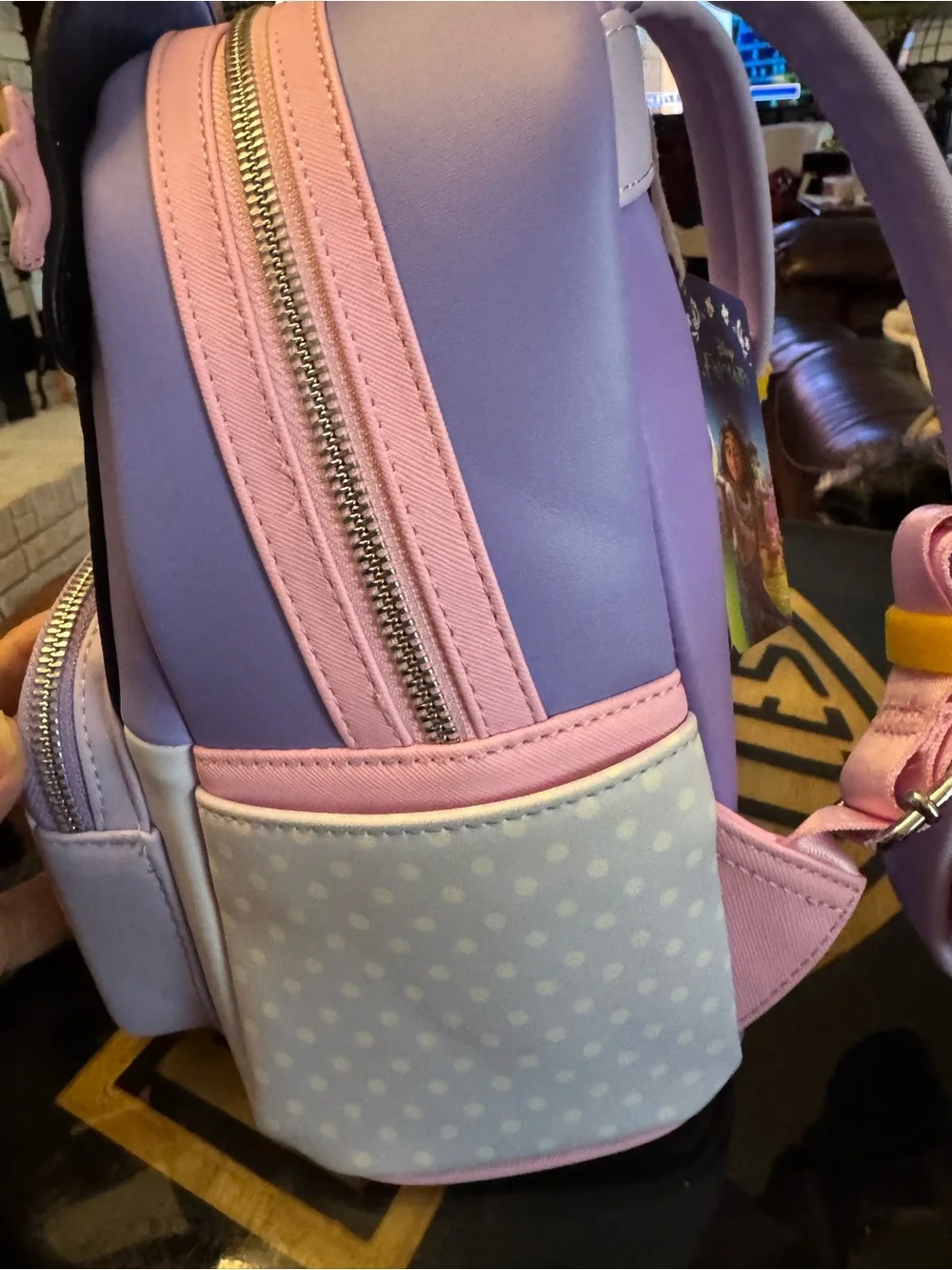 Disney Encanto Lavender Kids Backpack with Character Face and Floral Accents
